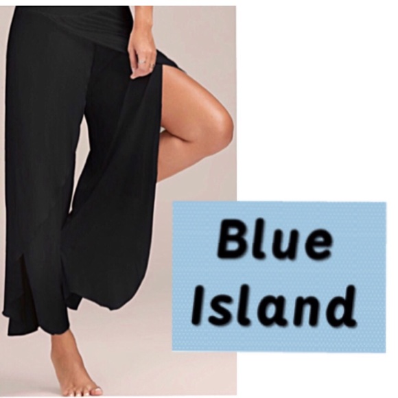 Blue Island Shirred Waist Wrap Chiffon Beach Pants - Picture 8 of 12